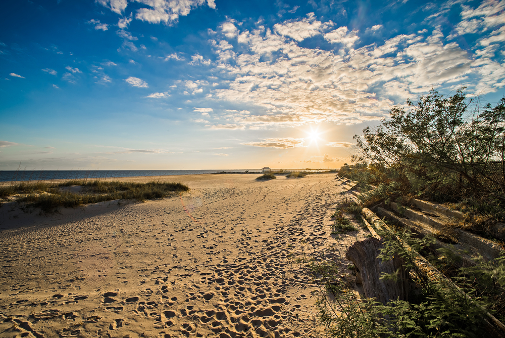 Pretty beach scene in Mississippi.