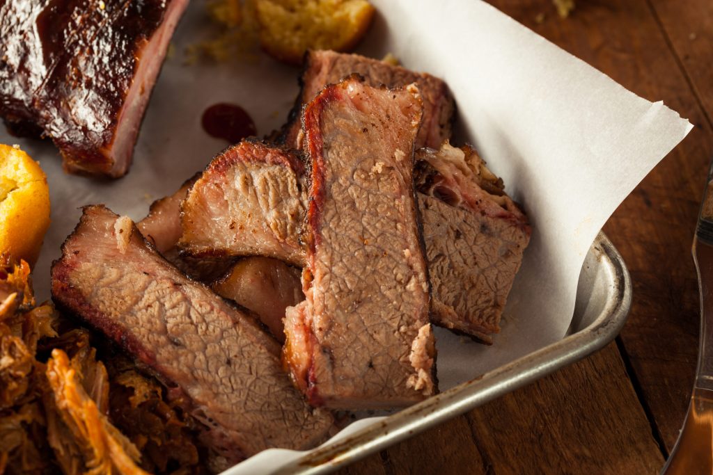 Photo of an up close view of some BBQ meat.