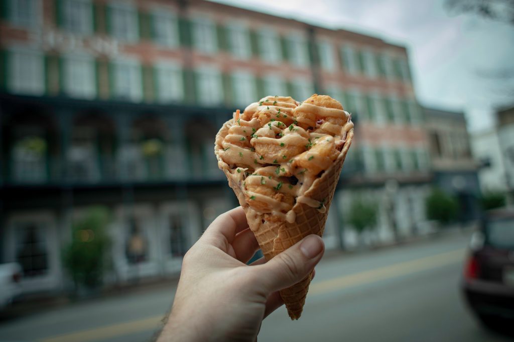 Shrimp meal on a food tour in Savannah
