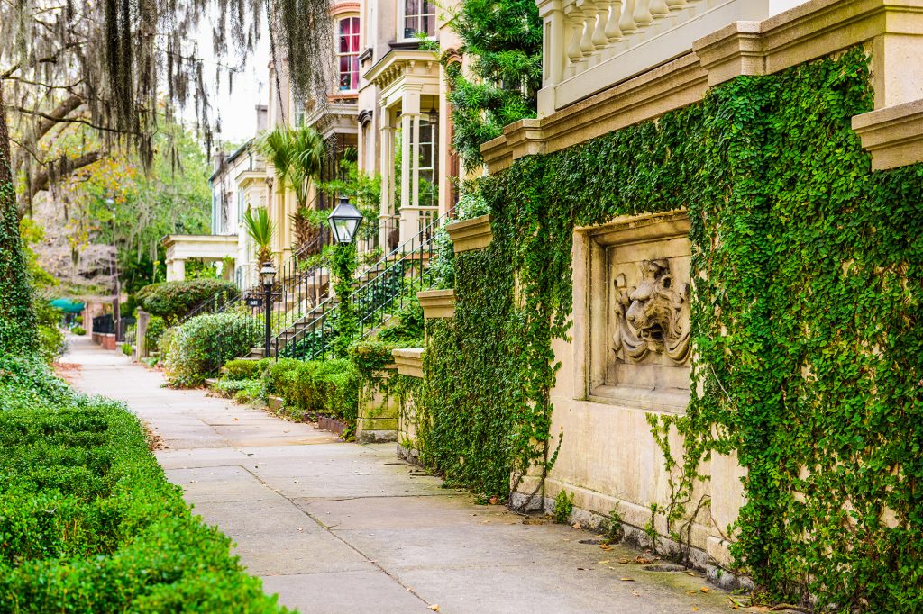 cute little photo of downtown savannah on your walk to breakfast