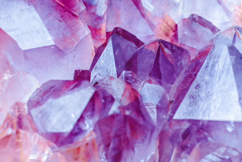 Pretty quartz crystal in the colors of purple and white at Wegner Quartz Crystal Mines.