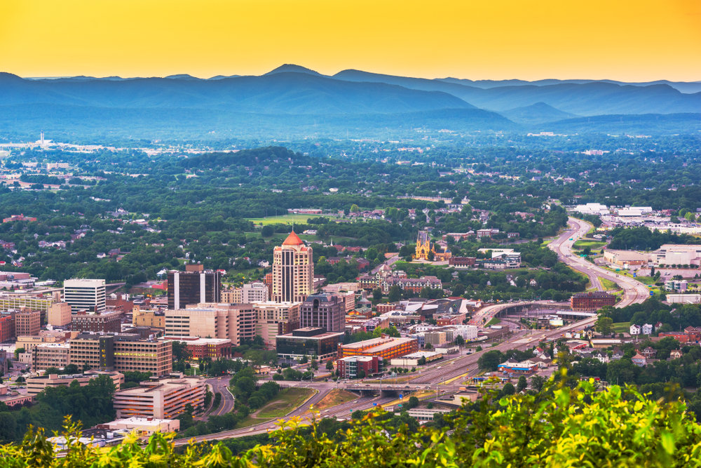 Roanoke is  of the best Virginia mountain towns in the Blue Ridge Mountains.