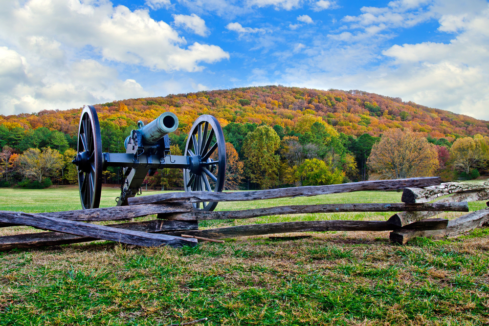 A cannon on a ridge at Kennesaw Mountain National Park in Georgia road trip