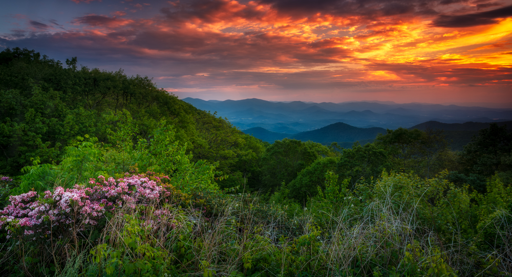 The North Georgia Mountains at Sunset in the summer