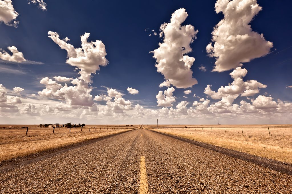 The open highway stretches across Route 66, one of the best Southern road trips. 