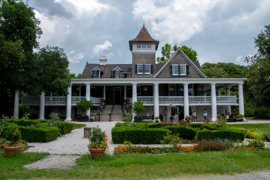 The front of the Magnolia Plantation House, a stop on one of the many Southern road trips through South Carolina.