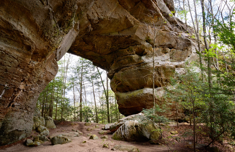 One of the natural stone arches known as the Twin Arches at Big South Fork National Park in Tennessee