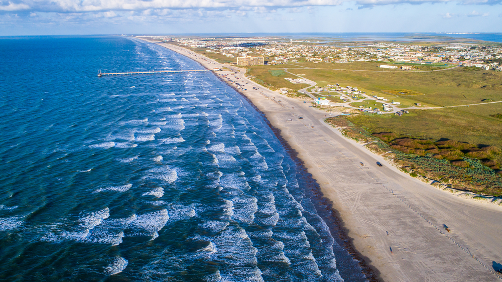 A photo overlooking Port Aransas Beach. On of the prettiest gulf coast beaches in Texas.