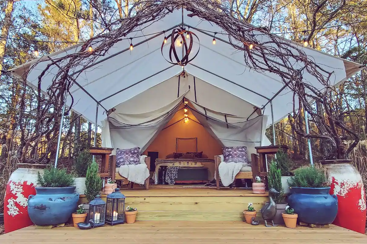 Photo of a dreamy yurt Airbnb that is located in Georgia. 