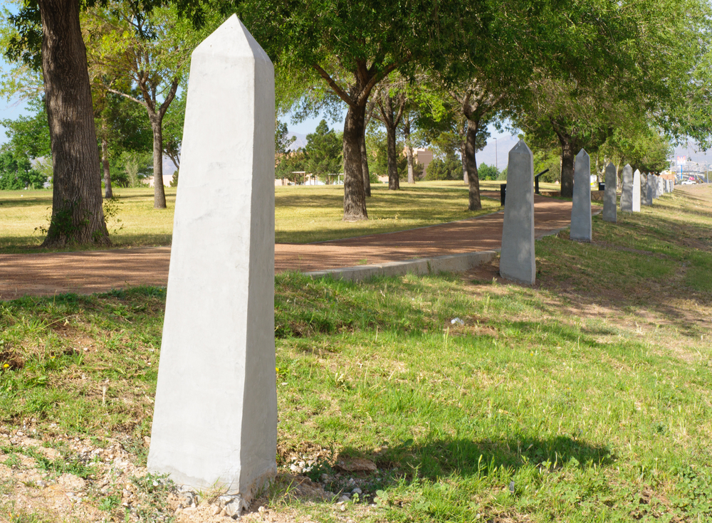 Columns at Chamizal National Memorial marking the former border