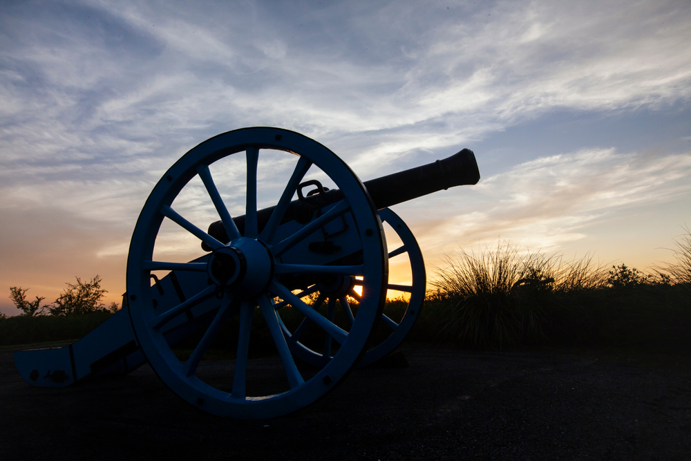 A canon at sunset on the Palo Alto Battlefield
