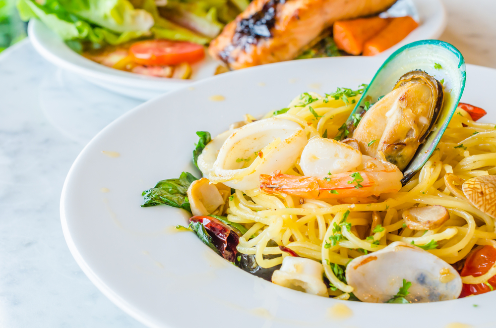 Photo of seafood pasta , a delicious dish to order at seafood restaurants in Savannah.