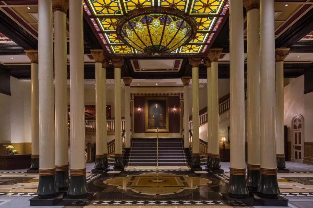 Photo of the lobby inside the Driskill Hotel in Austin, one of the most fabulous weekend getaways in Texas.