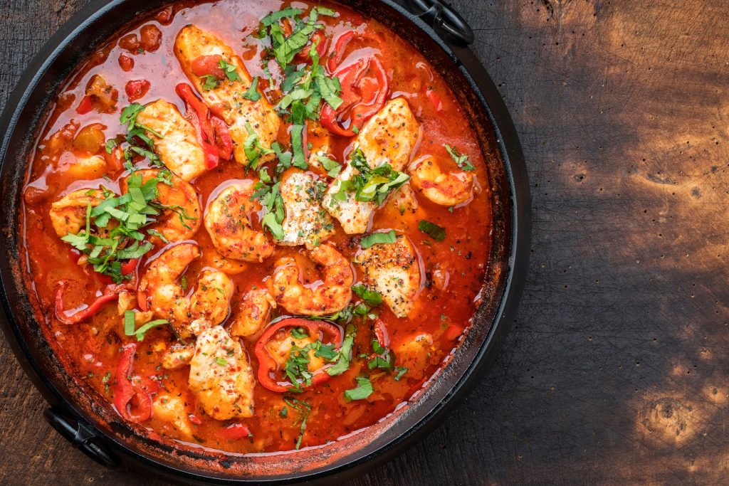 A pot of cajun gumbo