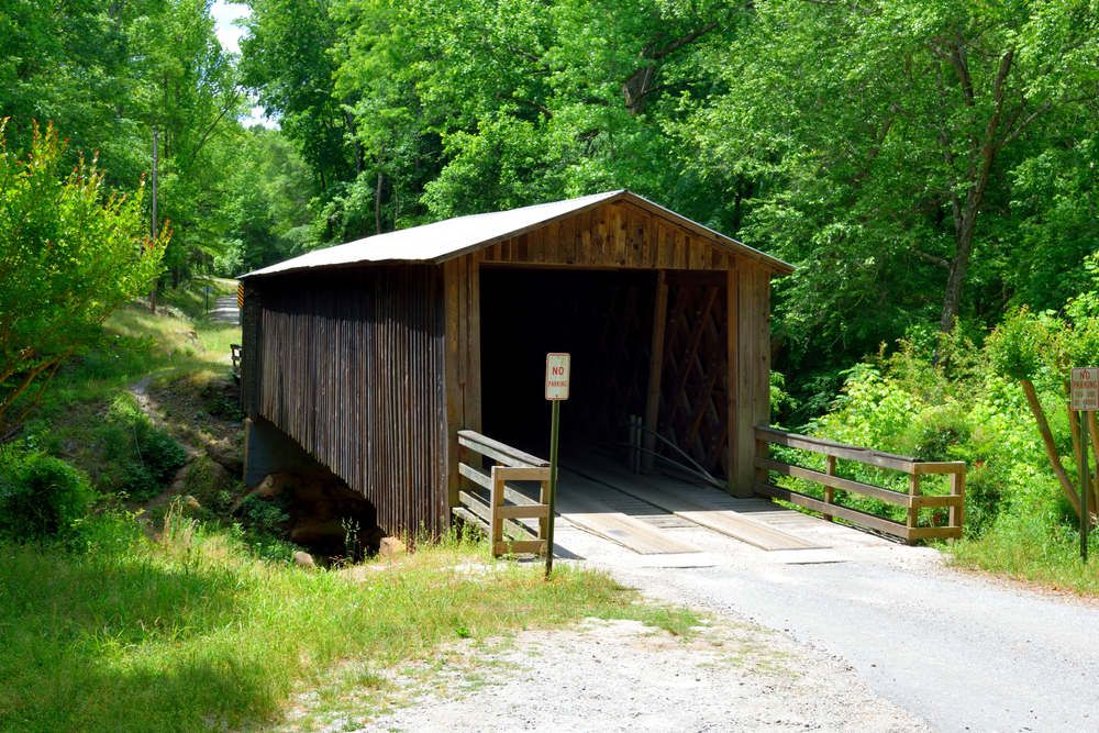 Photo of Elder Mill Covered Bridge, one of the only functional covered bridges in North Georgia.