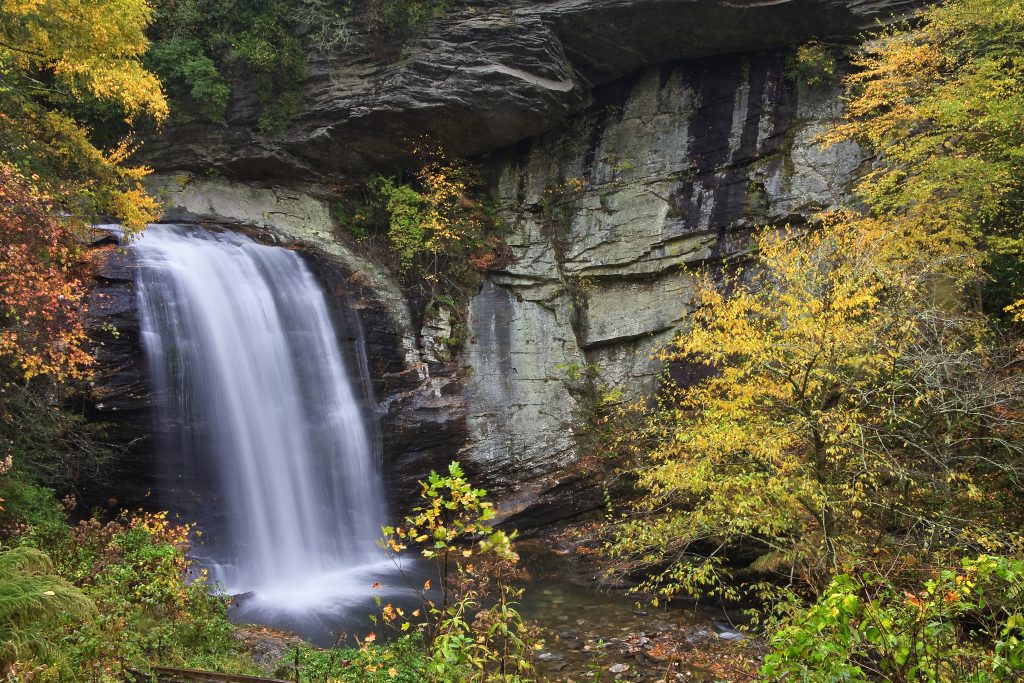 Looking Glass Falls cascades down on a North Carolina road trip.