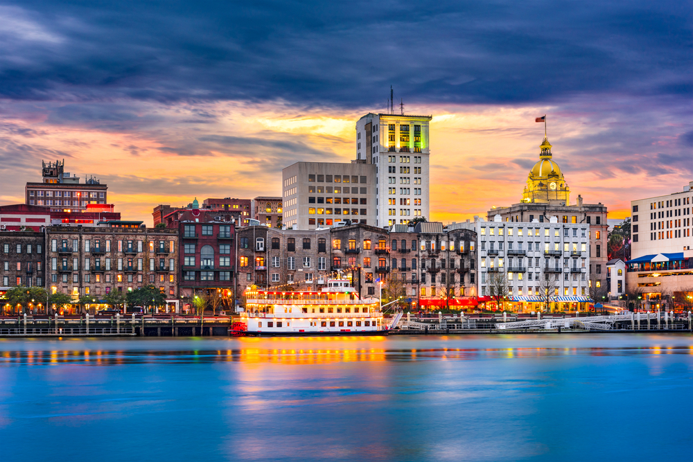 Come take a walk along the riverfront in Savannah Georgia