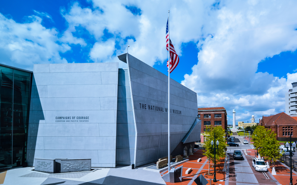 The National WWII Museum in New Orleans on a sunny day