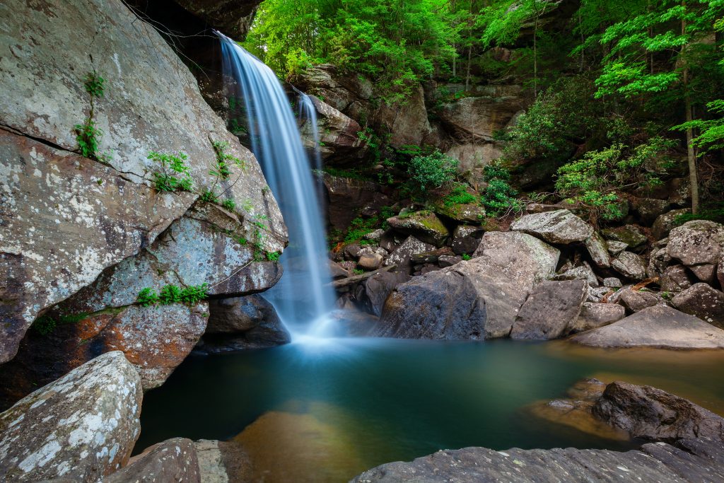 Eagle Falls cascades down, one of the most beautiful waterfalls in Kentucky.