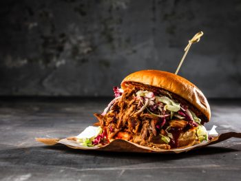 A delicious pulled pork sandwich