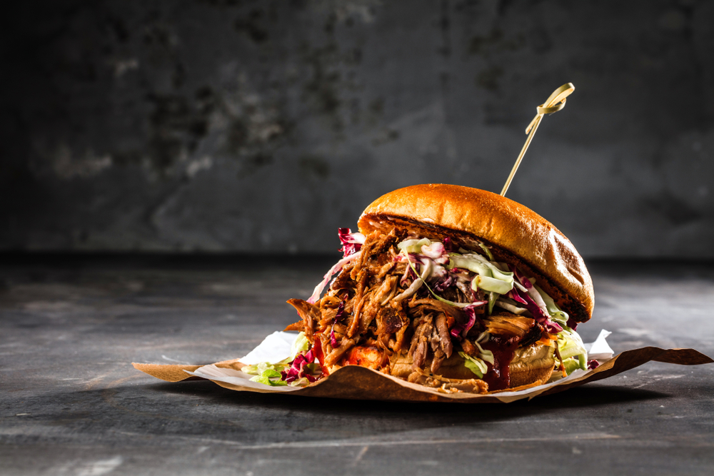 A delicious pulled pork sandwich