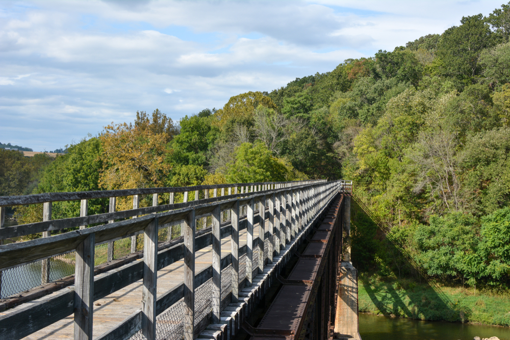 Photo of a trail in New River Trail state park in Virginia.