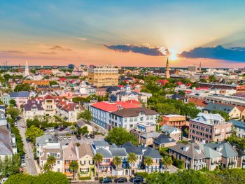 an aerial view of Charleston, where you can spend a weekend in Charleston exploring