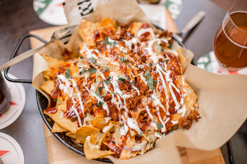 try the barbecue pork nachos