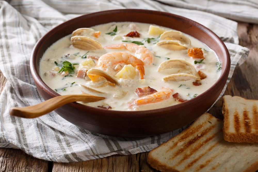 photo of shrimp and clam chowders dish you can get at one of the best restaurants in Huntsville 