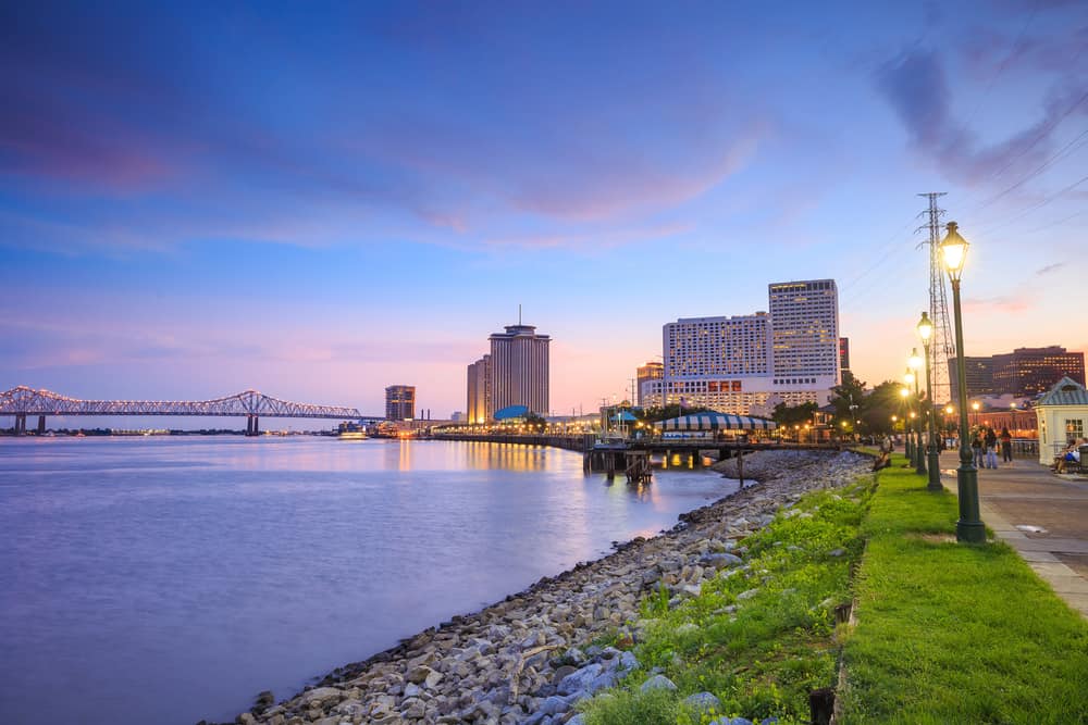 The Mississippi River at sunset