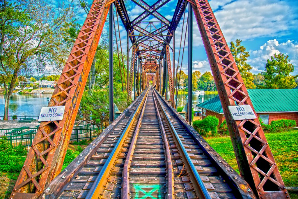 A bridge in Augusta covers an old, out of commission railroad track. 