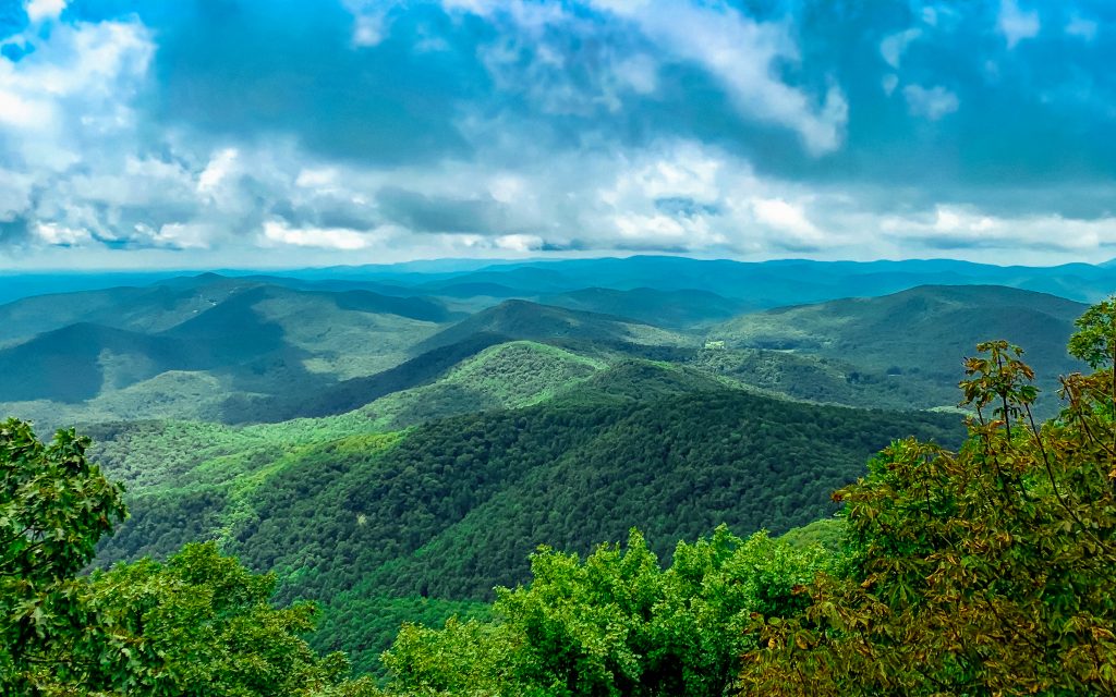 The Blue Ridge Mountains as seen from the town of Blue Ridge, one of the best day trips from Atlanta. 