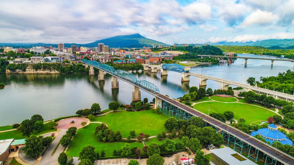 The bridges that connect the town of Chattanooga, one of the best day trips from Atlanta.