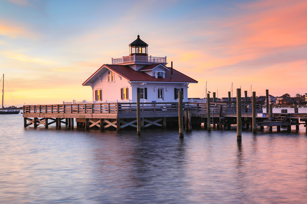 lighthouse on water in manteo