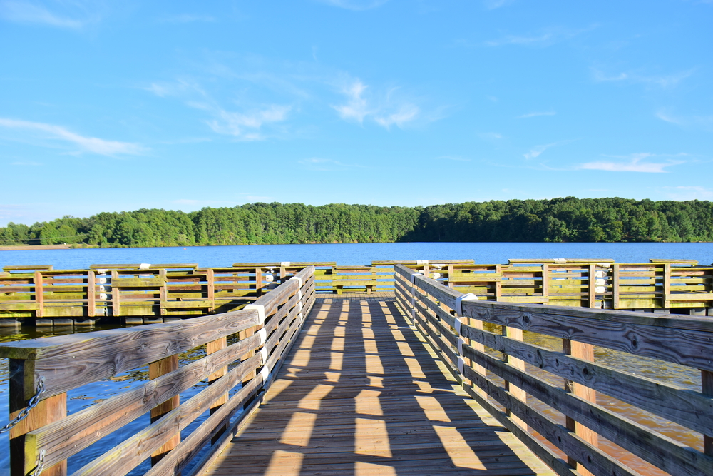 boardwalk over lake wheeler in raleigh