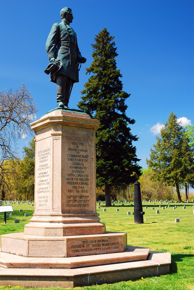 A statue honoring General Humphrey's Pennsylvania Division in Fredericksburg & Spotsylvania National Military Park.