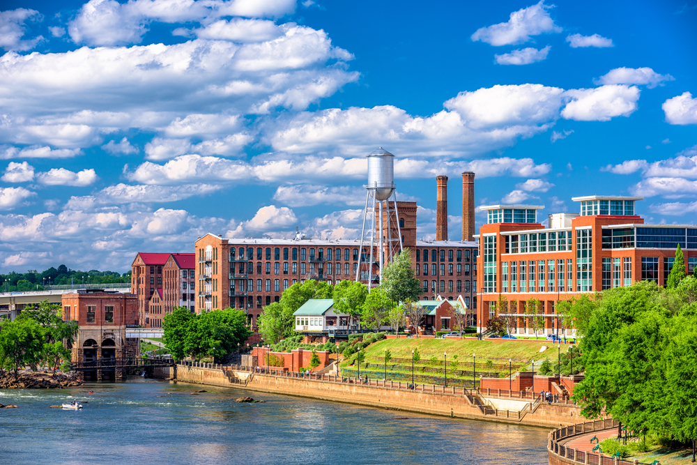 Photo of the Columbus Georgia skyline featuring the RiverWalk.