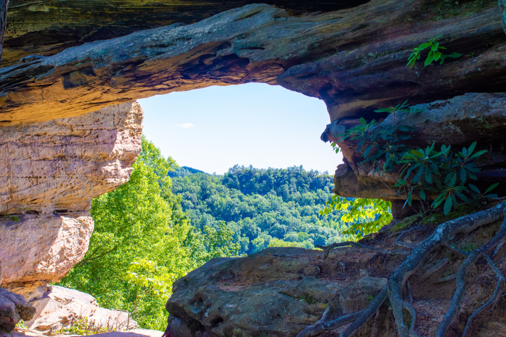 Photo of Double Arch within Red River Gorge, one of the best places for hiking in Kentucky.