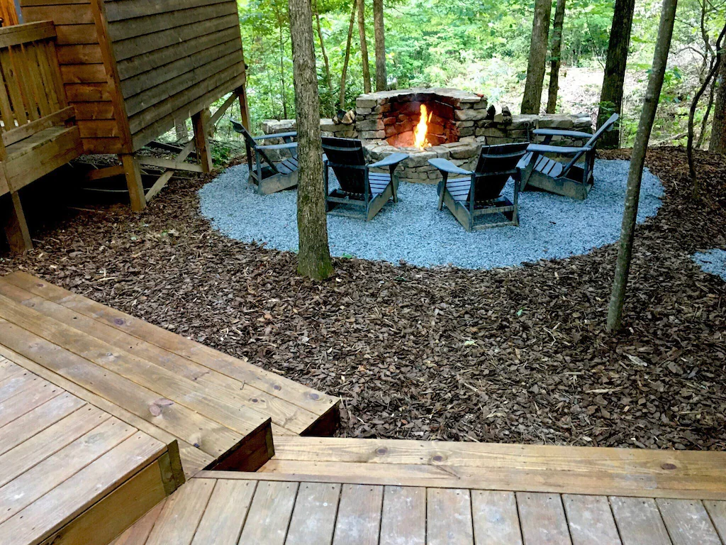 A fire pit with a view in one of the cabins in Helen.