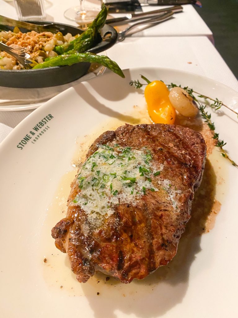 A delicious steak awaits to be eaten at Stone and Webster in the Plant Riverside District. 