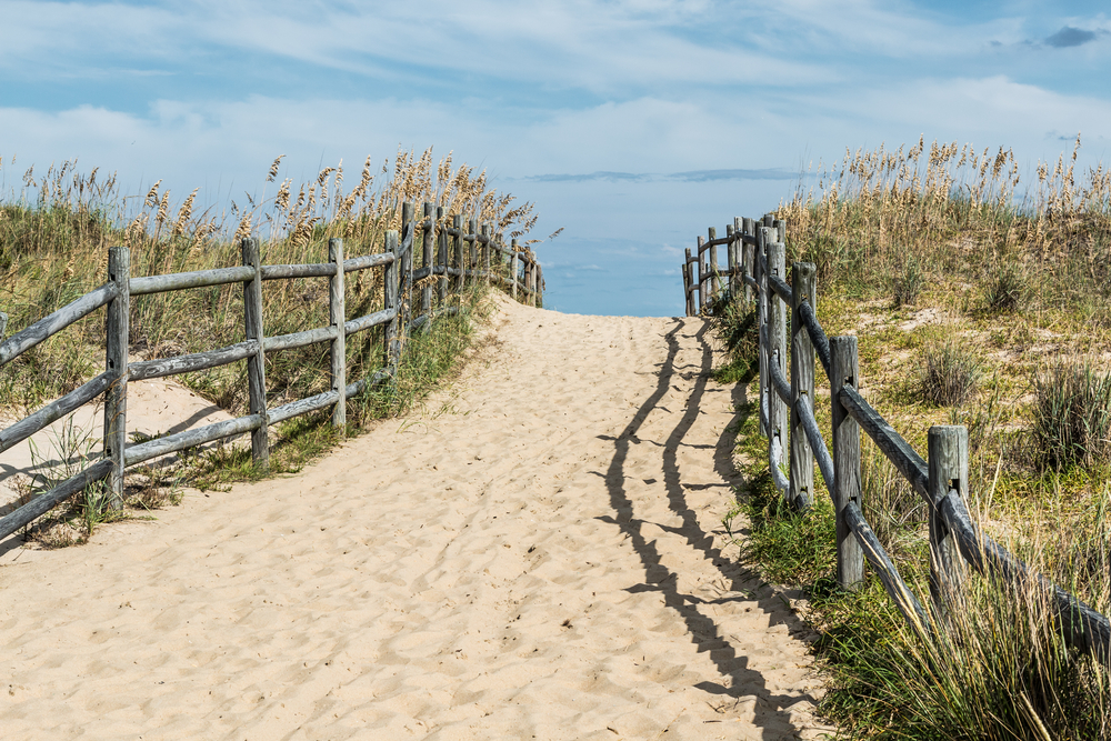 sandy bridge lines by fence and sea oats