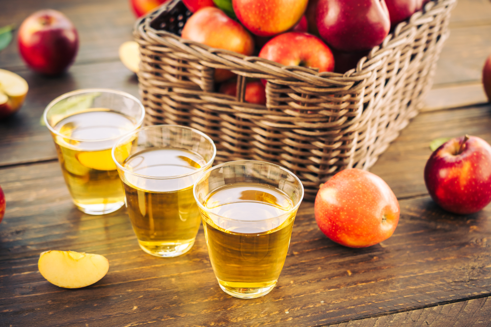 Apple cider is a great drink when apple picking in North Carolina.