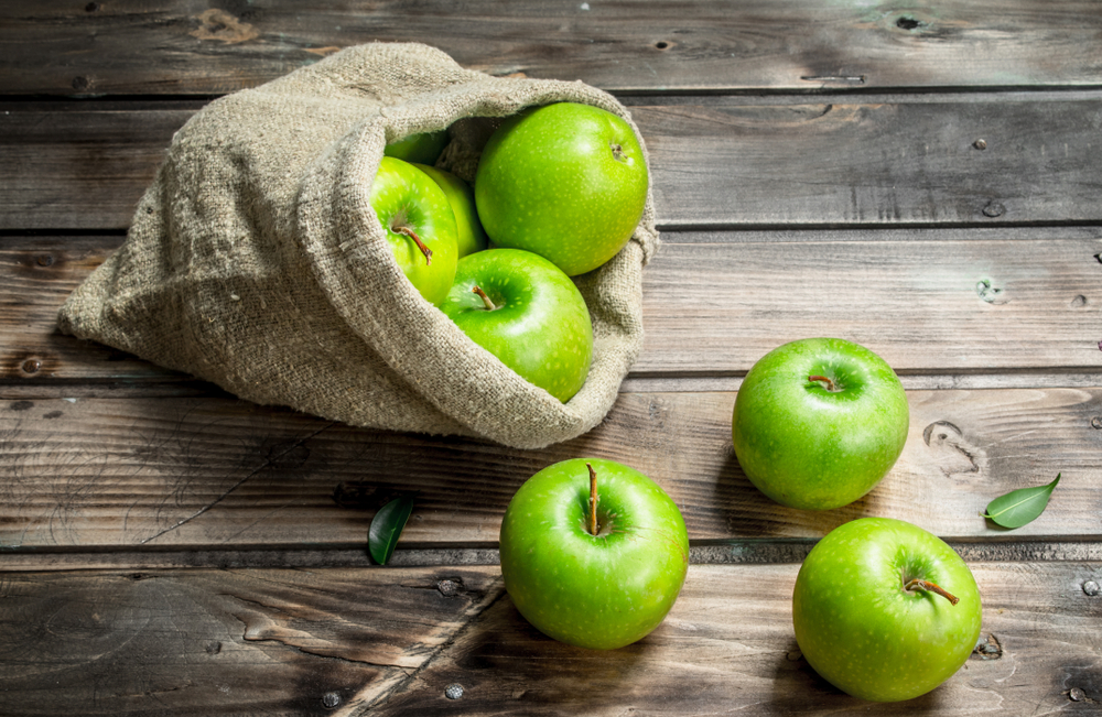 Green apples at an apple orchard.