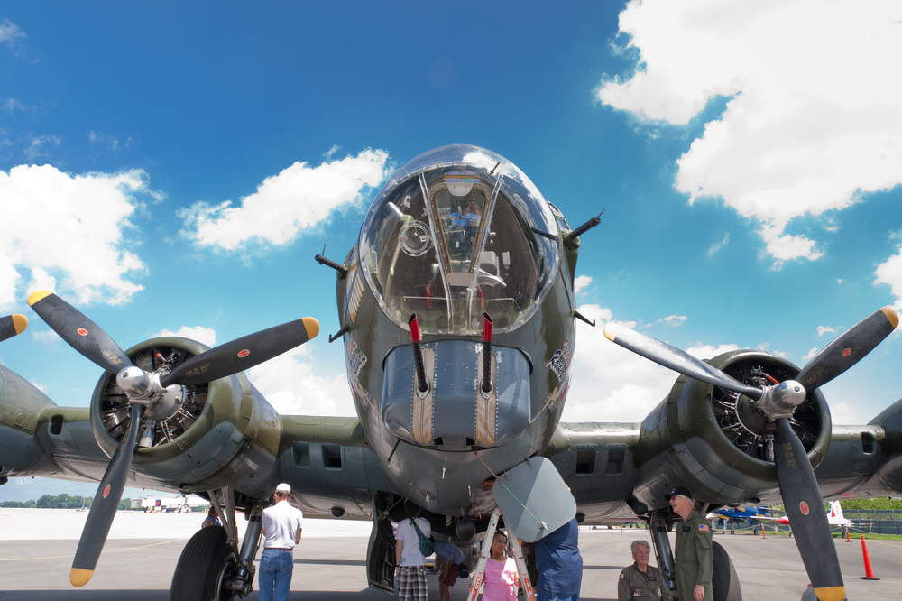 A plane on a sunny afternoon at the Aviation Museum.