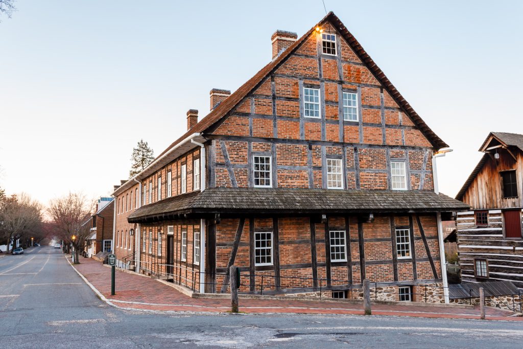 One of the historic old homes from the colonial period in Historic Old Salem