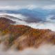 cumberland in kentucky in the fall with fall foliage and clouds