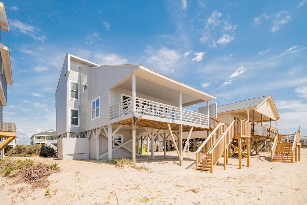 Sitting right on the beach, the spacious oceanfront home is one of the best North Carolina airbnbs.