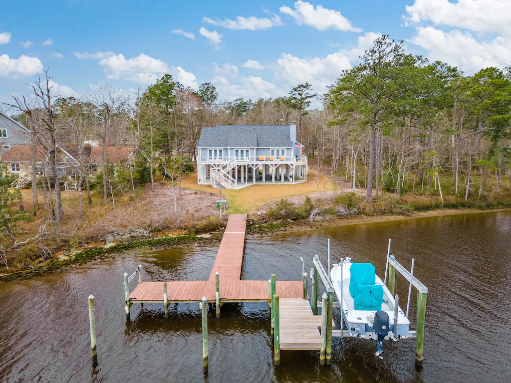 The best thing about this North Carolina airbnb is that it has a dock right on the water