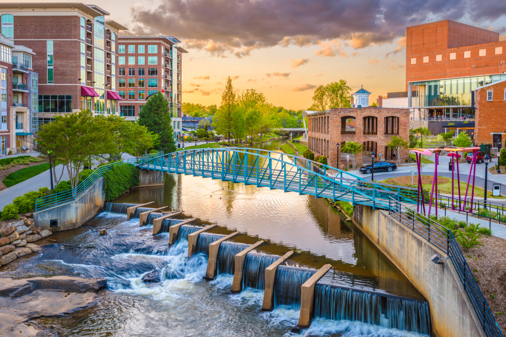 Greenville at sunset one of the best atlanta weekend getaways