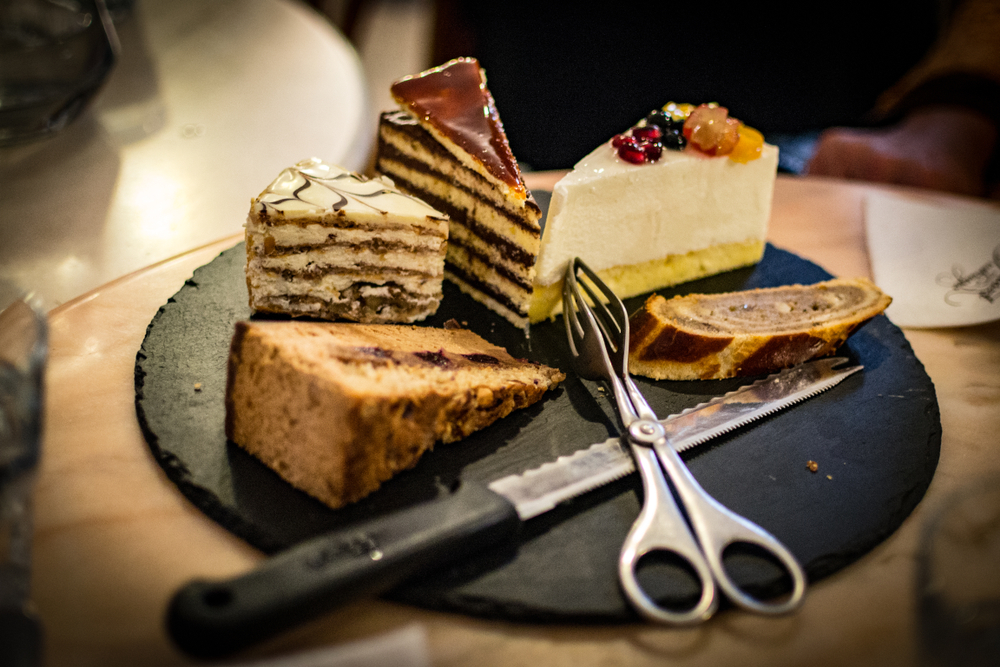 Tray of a variety of deserts.